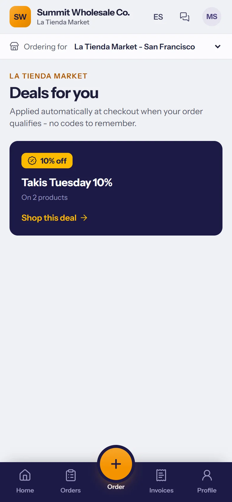 Deals for the store, applied at checkout